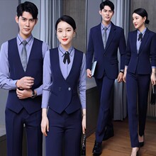 酒店前台工作装女秋冬职业装西服马甲套装KTV收银服务员工装制服