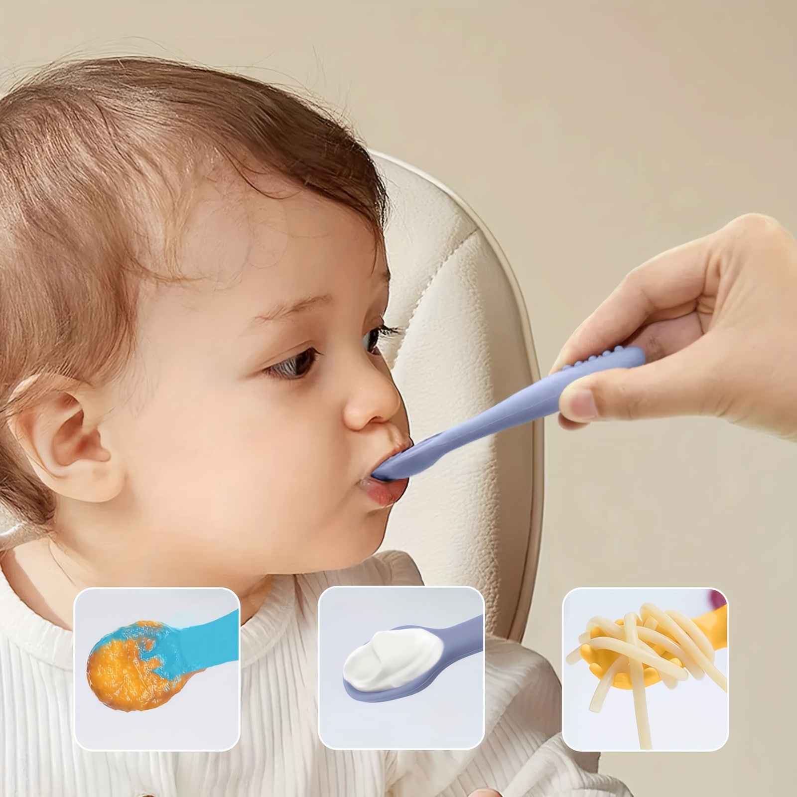 Baby and Kidsren's Food Supplement Soft Fork and Spoon Baby Independent Eating Licking Spoon Silicone Food Supplement Spoon Set