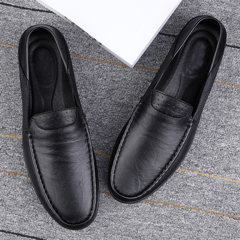 Transmisión en vivo de zapatos de cuero de vaca para hombres, zapatos de cuero de negocios de alto grado para hombres, zapatos de cuero casuales de suela suave