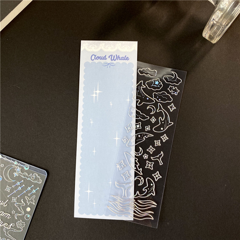 Soul dream series PET láser dorado goo tarjeta pegatinas mariposa medusas ballena sueño estrella persiguiendo pequeñas pegatinas de material de tarjeta