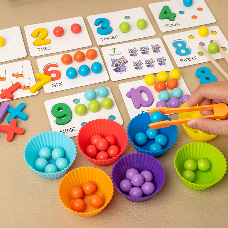 Montessori Mathematics Early Education Aids Kidsren's Educational Clip Beads Digital Cognitive Matching Puzzle Baby Fine Motor Toys