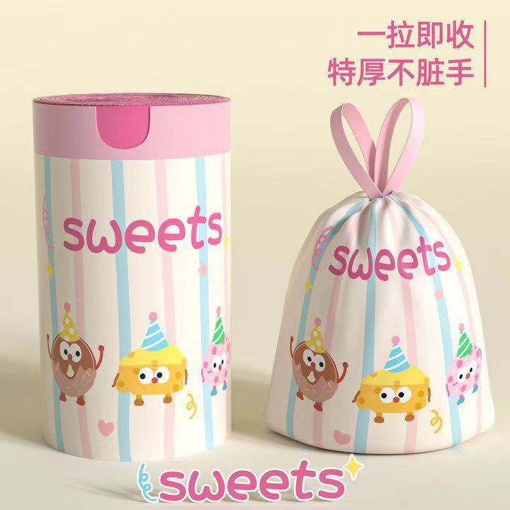 Drawstring Garbage Bag Household Thickeneded Satchel Tear-Free Large Kitchen Plastic Bag Office Strong Cleaning Bag