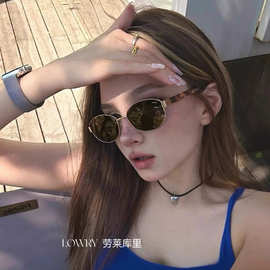 2026新款高级感女神圆框太阳镜 复古金属玳瑁偏光墨镜 防紫外线UV