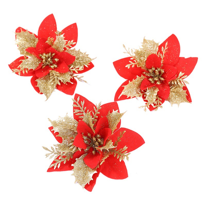 Cross-border popular flor artificial de Navidad 13cm suministros de decoración de flores de Navidad flor artificial decoración del árbol de Navidad flor