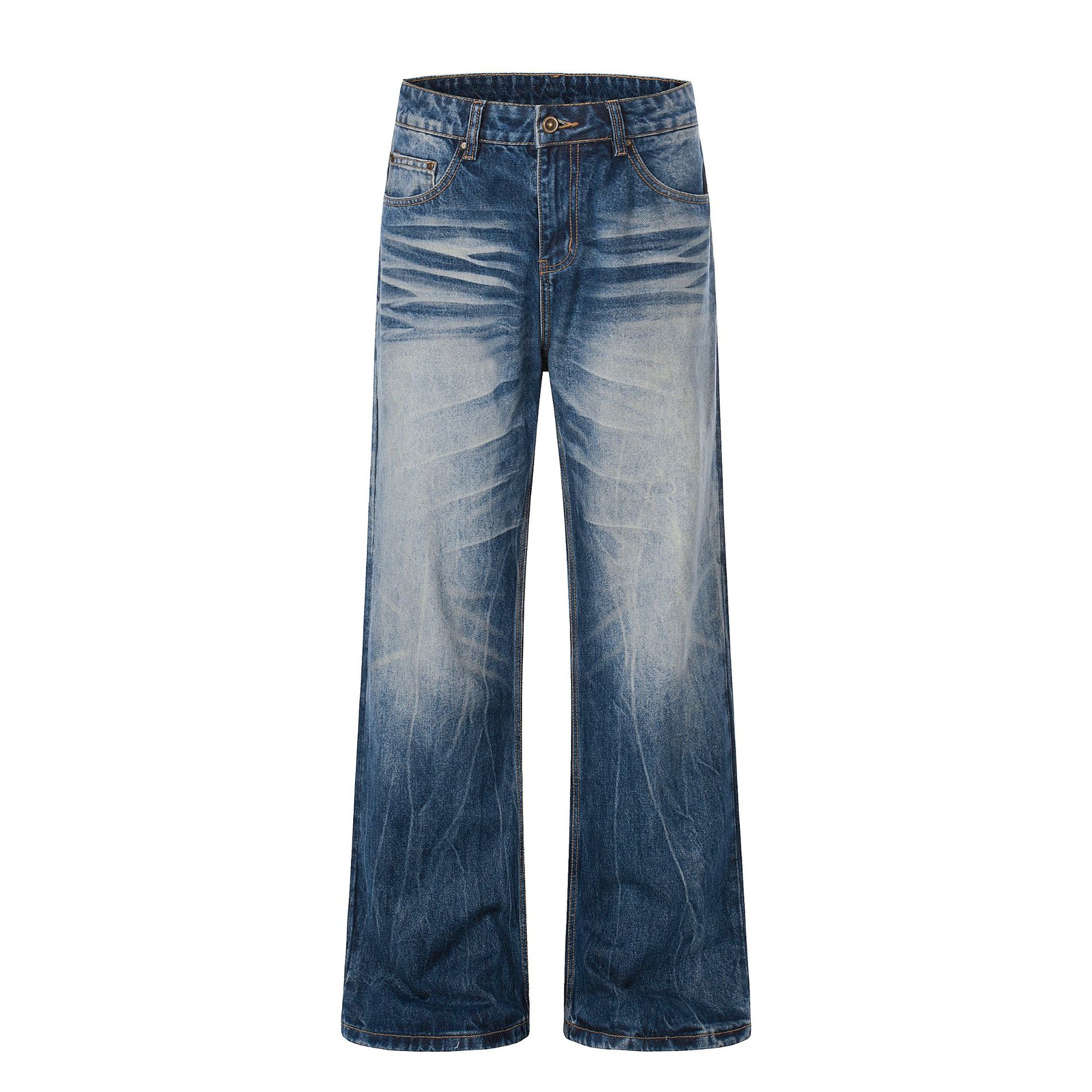 K5536 American retro high street trendy washed whiskered unisex…
