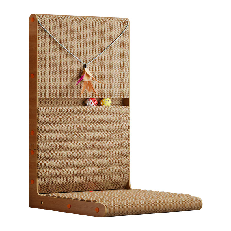 Nuevo tablero de agarre para gatos Papel corrugado vertical Bola de campana Productos para mascotas Tablero de garra de gato en forma de L resistente al desgaste Juguetes para gatos