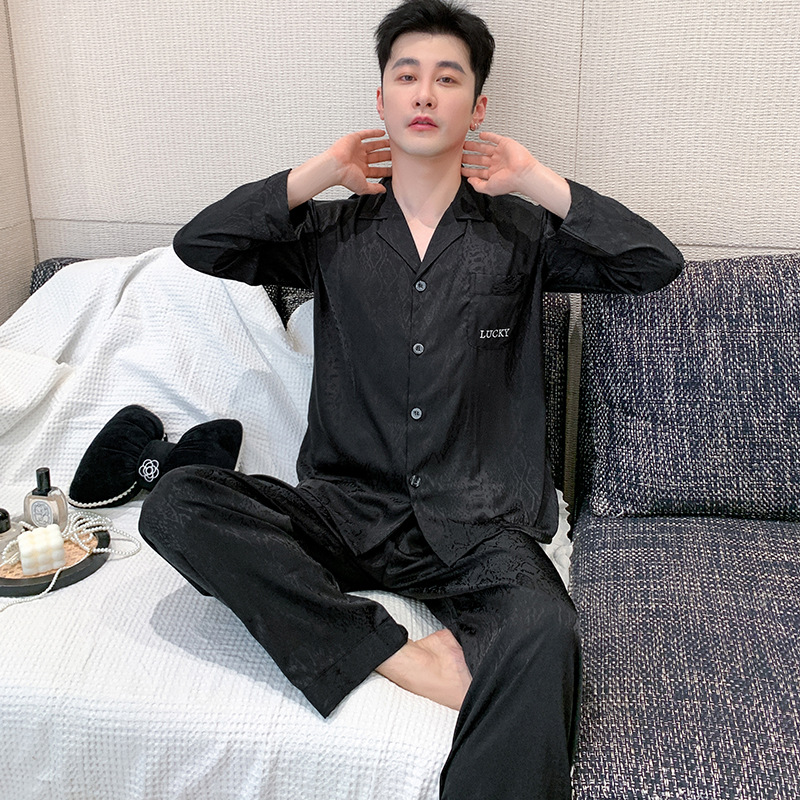 뱀피 무늬 남성용 긴팔 긴바지 블랙