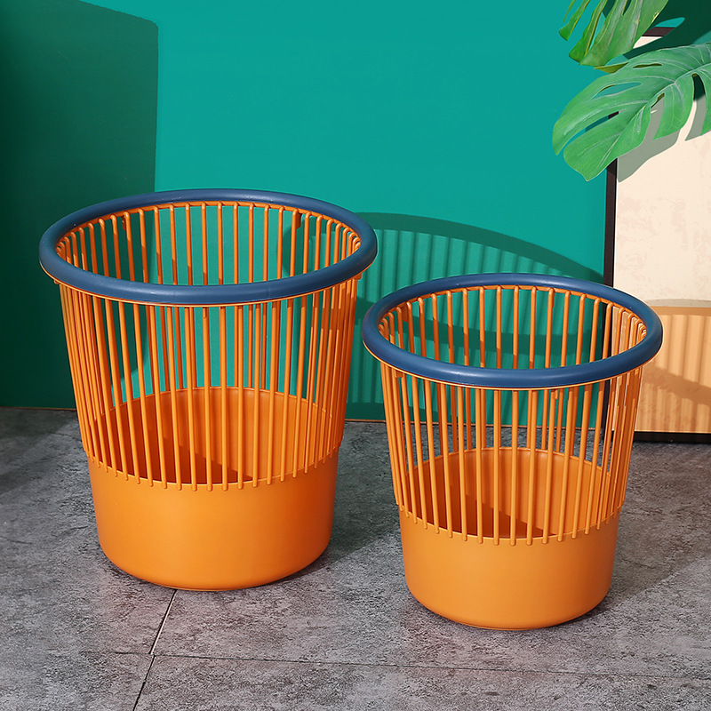 Household Pressure Ring Plastic Trash Can Round Waste Bin Kitchen Living Room Bathroom Office Large Round Uncovered Trash Can