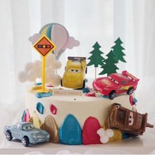 汽车总动员蛋糕装饰摆件卡通玩具儿童小跑车赛车主题生日烘焙插件