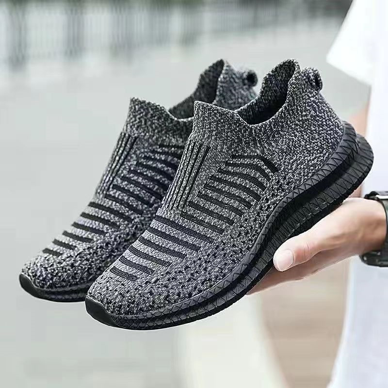 New flying woven casual sneaker men's soft bottom soft mesh breathable running shoes foreign trade cross-border wholesale coconut shoes