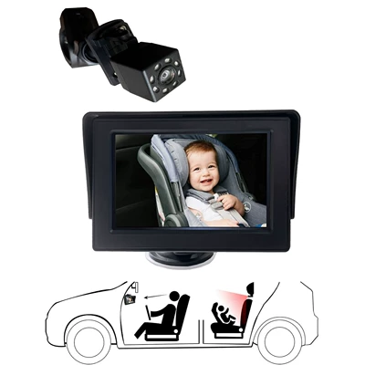 Amazon Bestseller 4.3inch Baby Car Monitor Baby Rearview Camera Baby Car Mirror