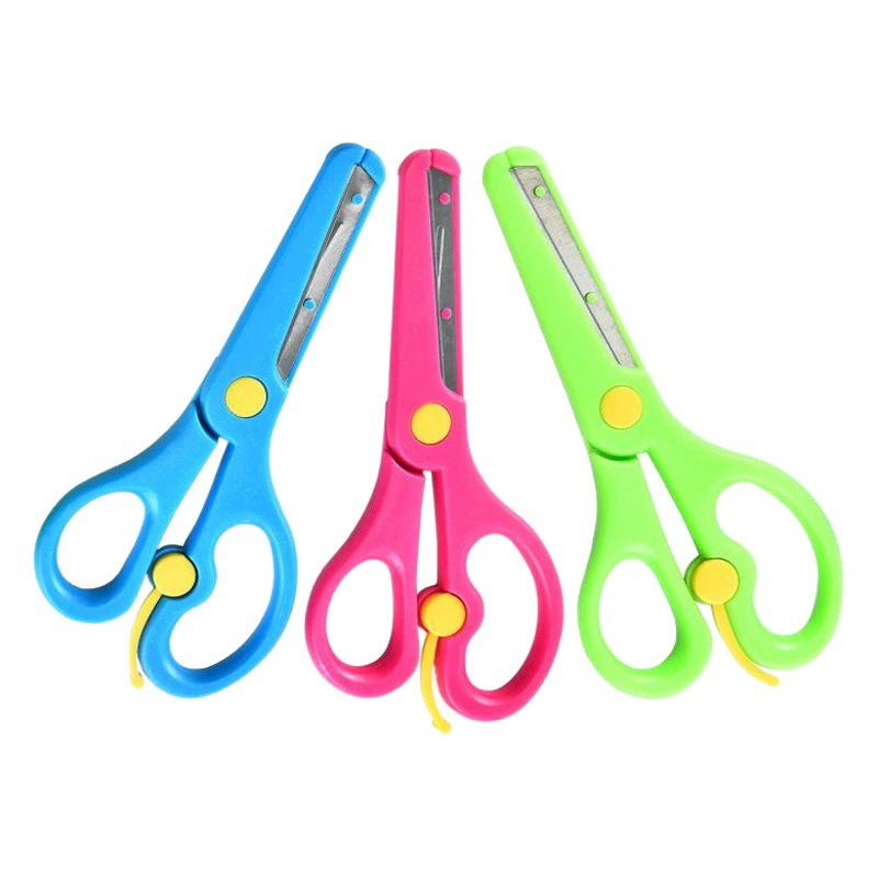 Детские безопасные ножницы, кружевные ножницы для бумаги, Детские Мультяшные ножницы с защитой от зажимов, Эластичный пластик, самодельные ножницы для рук без царапин