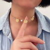 素琦 Crystal stainless steel, golden zirconium, pendant, necklace, European style