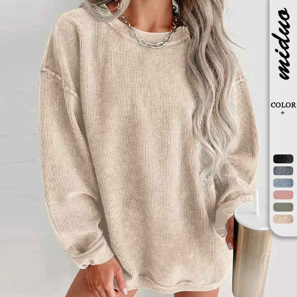 2024 cross-border Europe and the United States Amazon autumn and winter new comfortable casual pullover loose round neck fashion long sleeve sweater women