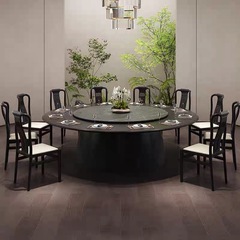 電動食卓大円卓岩板回転盤新中国式会商用実木食卓椅子ホテル大円卓家具