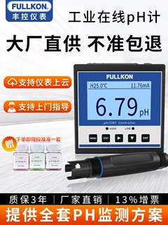 丰控pH计酸度计工业在线pH值测试仪控制器传感电极探头ORP检测仪