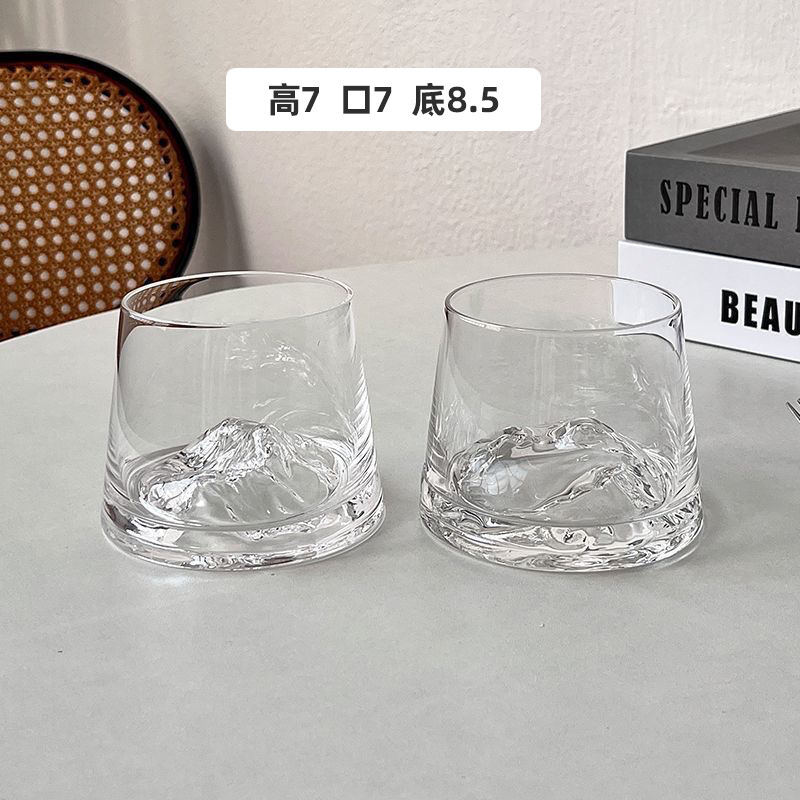 Taza de cristal superior de montaña Fuji Taza de vidrio de montaña de nieve japonesa Taza de agua Taza de té Taza de whisky