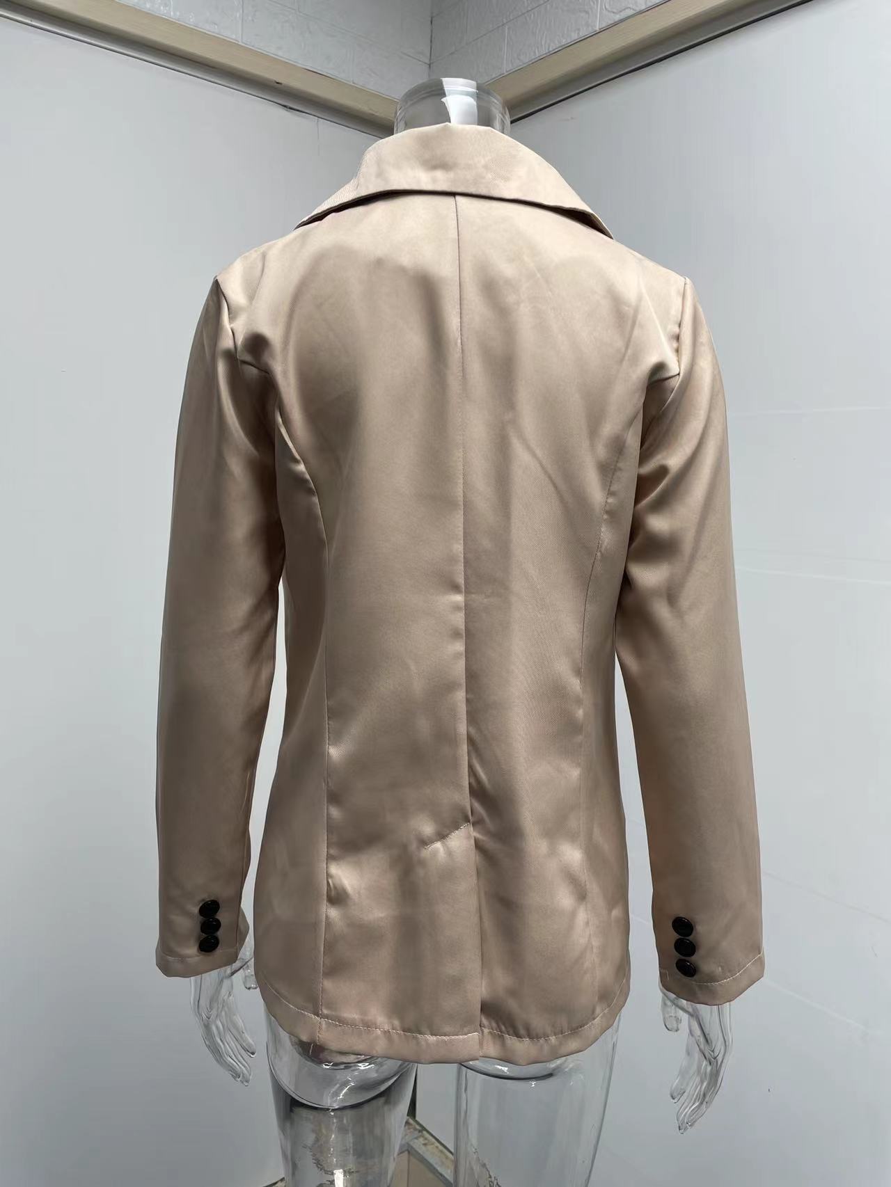 Women's Clothing Long sleeved Solid Color Button Suit Women's Jacket Cardigan_senzul.com