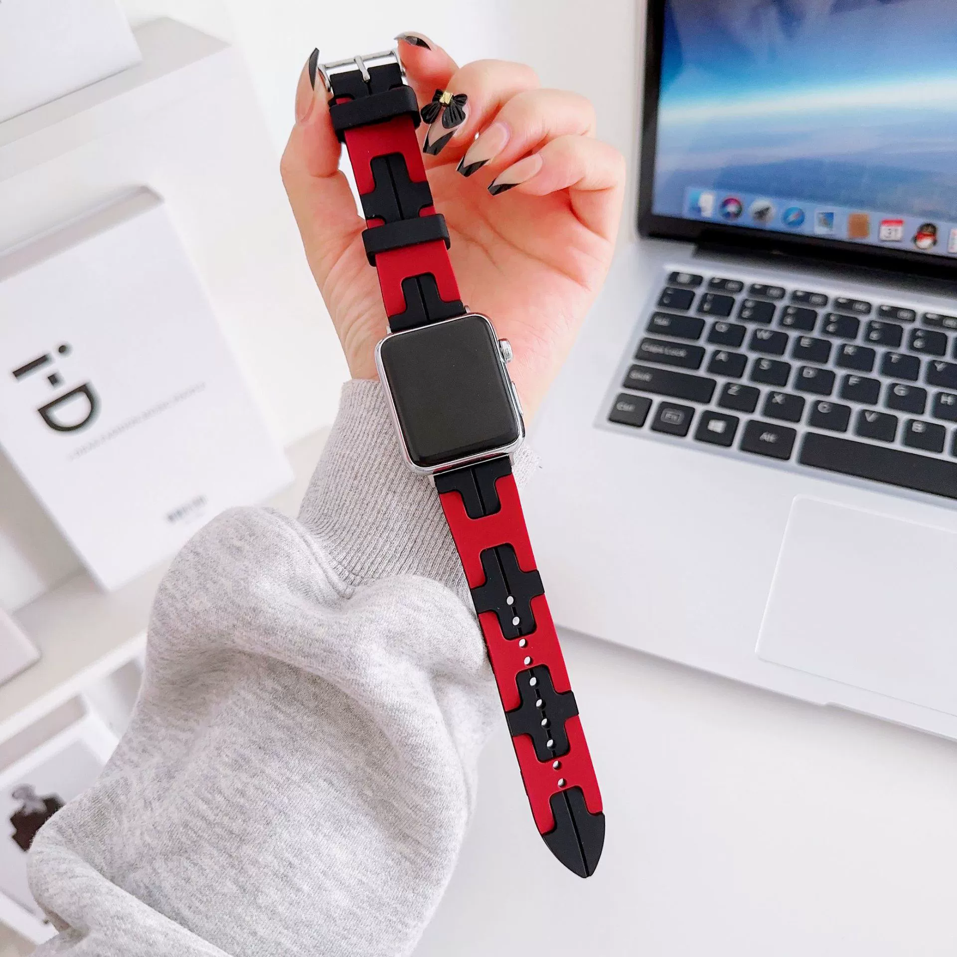 Apple, совместимый браслет, аксессуары, силиконовый двухцветный тканевый ремешок для часов