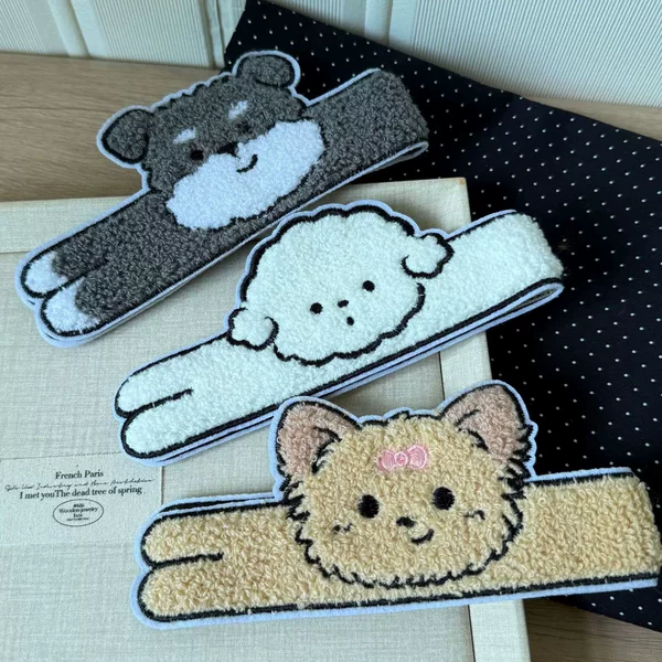 Soft and cute long animal-shaped adhesive hair clips, custom plush seamless hair clips, hair hoops, cartoon girl bangs clips