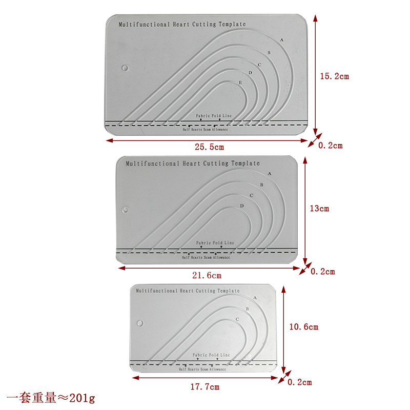 Diseño de prendas de vestir acrílico 90 ° regla de costura de tela de corte de tela doble regla de patrón de tela de corte