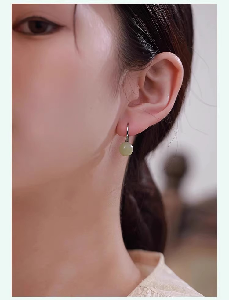 Hetian Jade Earrings New Chinese Style Niche High End Ear Studs_voghion.com