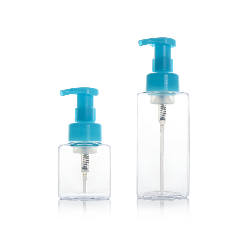 Venta al por mayor 250ml botella de espuma cuadrada de plástico para mascotas cabeza de la bomba de prensa espuma sub-botella 500ml botella desinfectante de manos