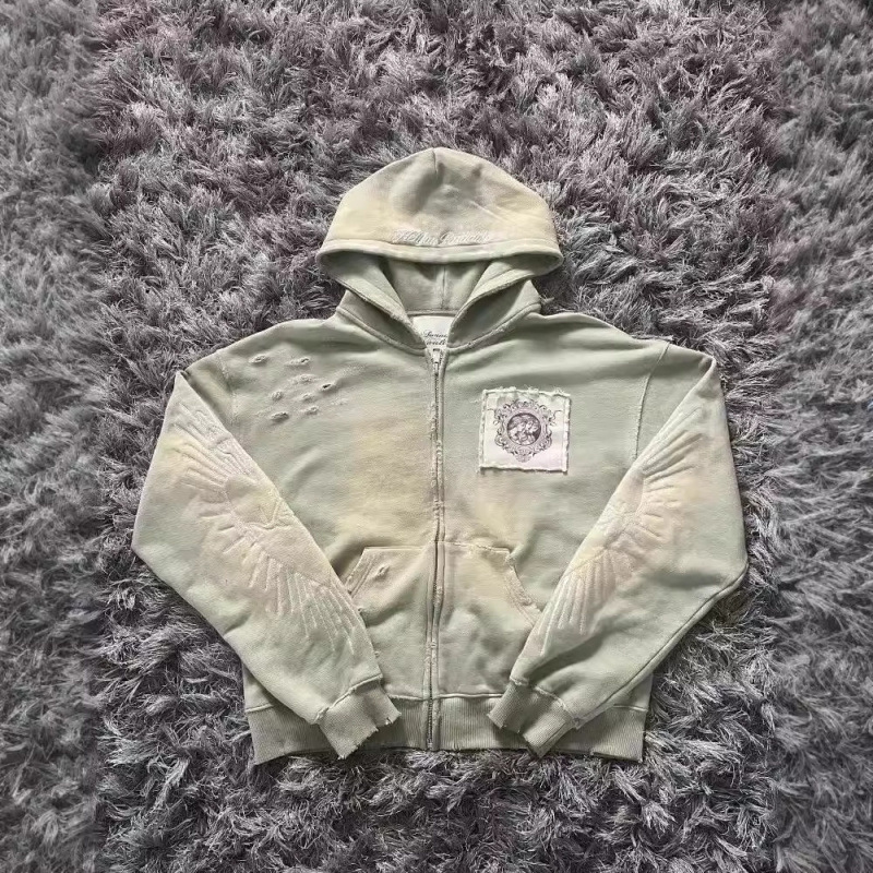 Felpa con cappuccio corta stampata da uomo, felpa con cappuccio stampata alla moda con cerniera e cappuccio - Pullover leggero con tasche per uomo e donna_voghion.com
