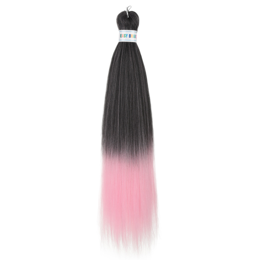 Trenzas fáciles de hacer de 26 pulgadas, cabello sintético colorido, trenzas grandes EZ, fibra sintética de baja temperatura, color degradado, cabello largo y liso.