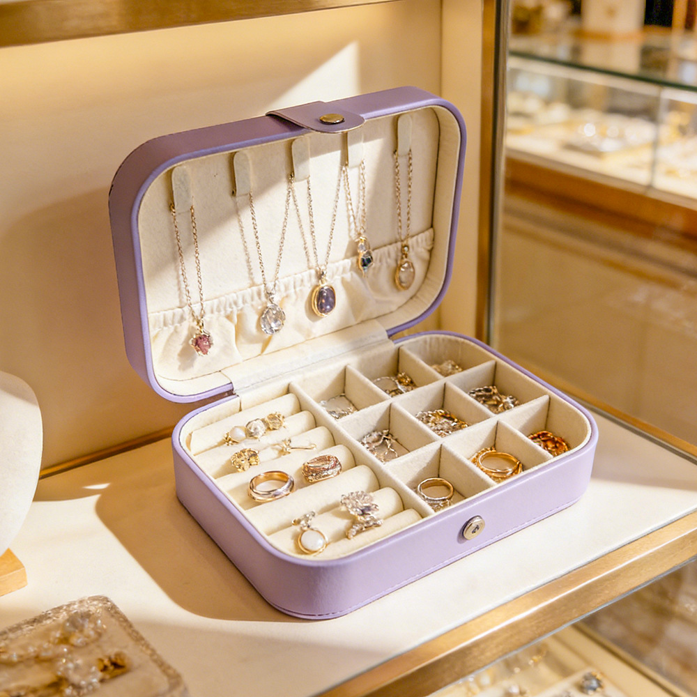 Travel Retro Pu Leather Jewelry Storage Box, Anti-Fall and Wear-Resistant Girls Lipstick Ring Necklace Jewelry Packaging Box