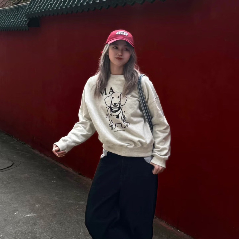 狗狗Mar卫衣女25秋季金高银同款潮牌宽松纯棉重磅即墨圆领卫衣|undefined