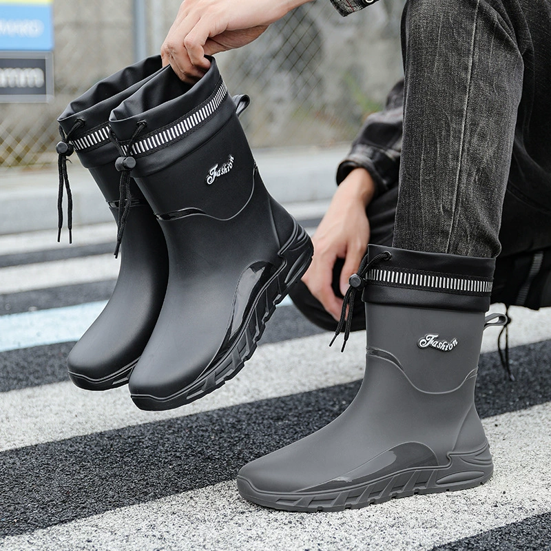 Дождевая обувь мужская мода средняя труба водонепроницаемая корма дождевая сапоги для взрослых нескользящая и износостойкая резиновая обувь на открытом воздухе Рыбалка мойка автомобиля рабочая обувь