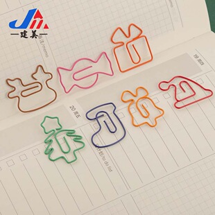 Christmas Series Multi-Shaped Paper Clips, Office Stationery Storage, Metal Bookmarks, Christmas Creative Gifts