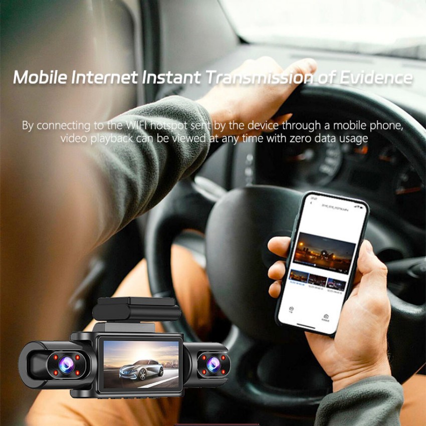 Hot-selling foreign trade product: Three-channel dashcam with wide-angle parking monitoring, suitable for ride-hailing vehicles, available for wholesale