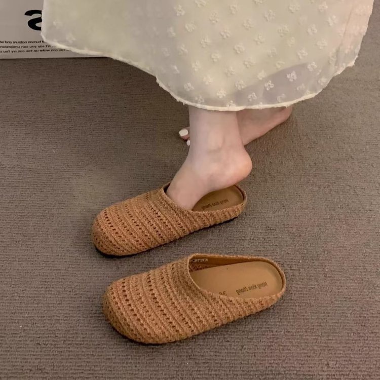 Zapatillas de tejido franceses huecas transpirables para mujeres verano 2026 cabeza de bolsa Muller zapatillas de mujer francesas image 8