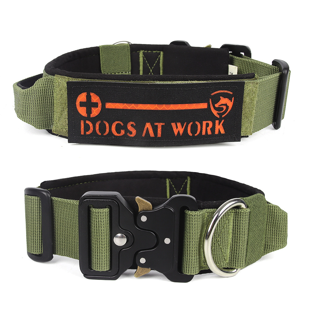 Collar táctico para perros, collar táctico para mascotas, collar de nylon, tracción al aire libre ajustable, collar para perros de tamaño grande y medio