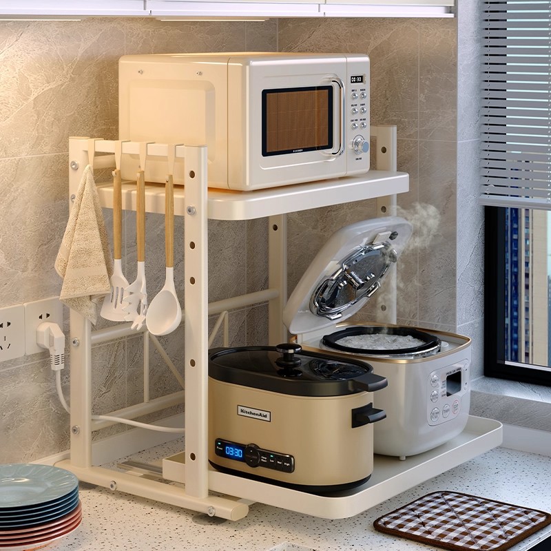 Estante de almacenamiento multicapa para cocina de cocina con soporte de horno de microondas retráctil ajustable