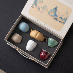 五大名窯茶器セット家庭用軽豪華段工夫茶器千里江山文創陶磁器お土産ロゴ