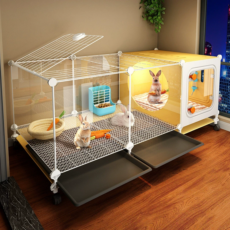 Прозрачная клетка для кроликов с туалетом, специально для домашнего использования, большая роскошная вилла для кроликов.