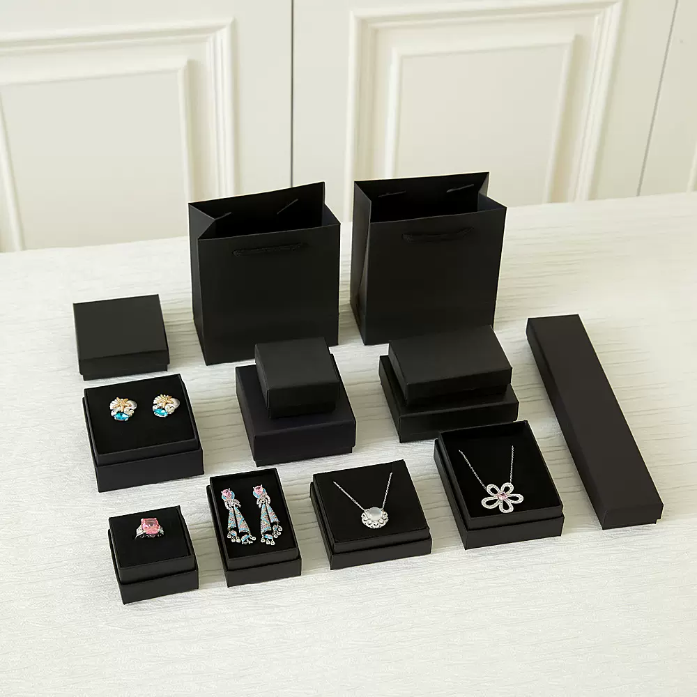 高档黑色系首饰盒天地盖礼品包装空盒子项链手链戒指收纳饰品盒子