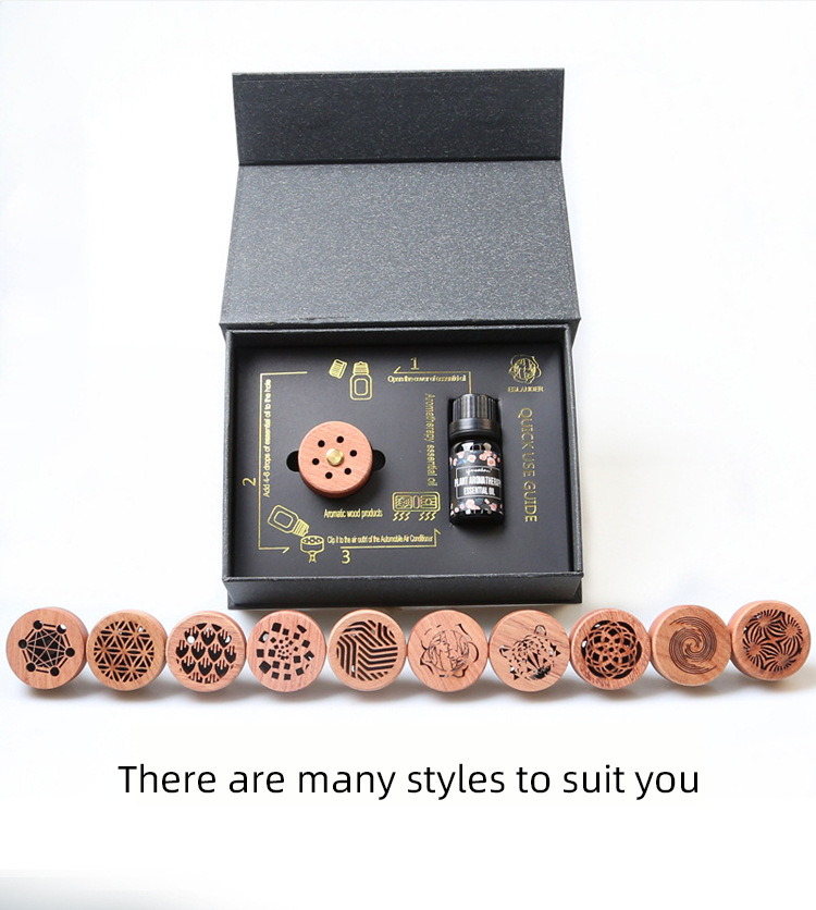 Wooden Car Aromatherapy Car Air Conditioner Air Outlet High-End Fragrance Long-Lasting Fragrance Car Odor Removal Aromatherapy Device