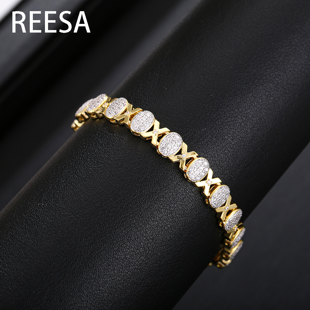 Universal bracelet with letters hip-hop style with zircon for men…
