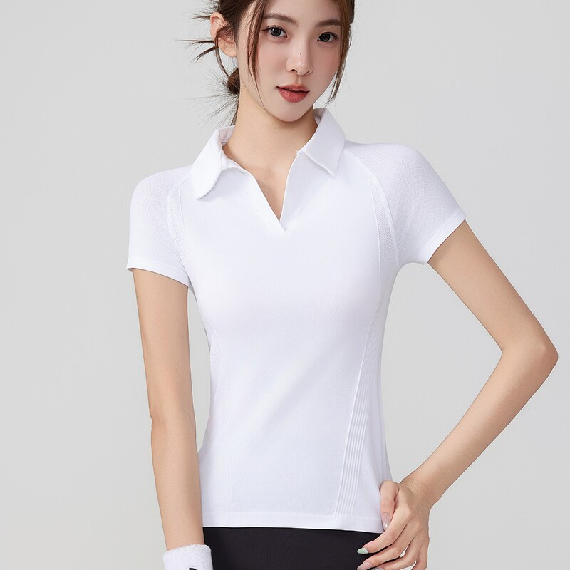 Quick-Drying Fitness Yoga Wear Short-Sleeved Right-Shoulder Golf Tennis Polo Shirt Slim Fit Running Top Sports T-Shirt Summer Quick-Drying Fitness Yoga Wear Short-Sleeved Right-Shoulder Golf Tennis Polo Shirt Slim Fit Running Top Sports T-Shirt Summer