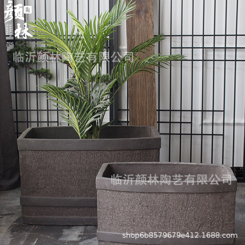 Caja de flores de cerámica grande, caja de flores arqueada, caja de plantación de verduras, caja de plantación de flores paisajística, caja de flores rectangular, gran pesebre