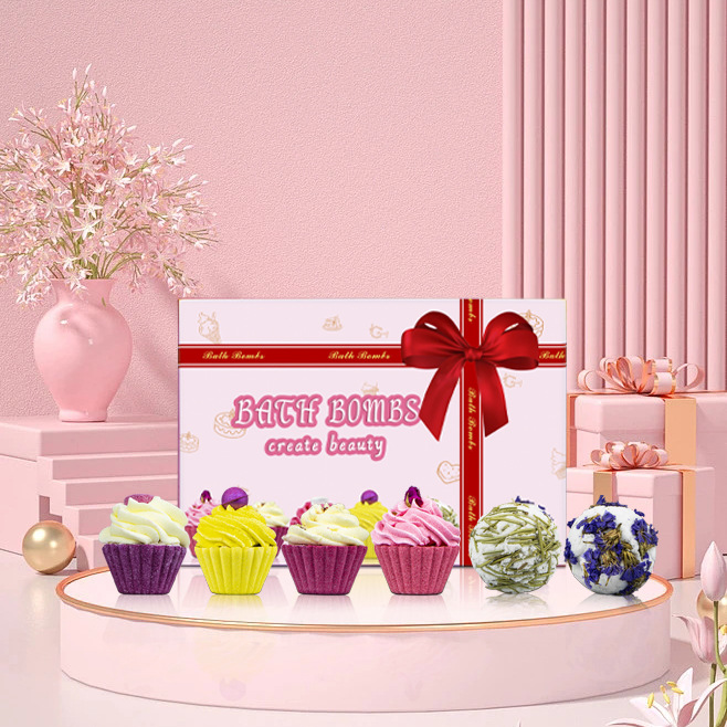 Cross-border bath salt ball suit dried flower butter bath salt ball explosion salt cake bubble essential oil bath ball gift box free gift