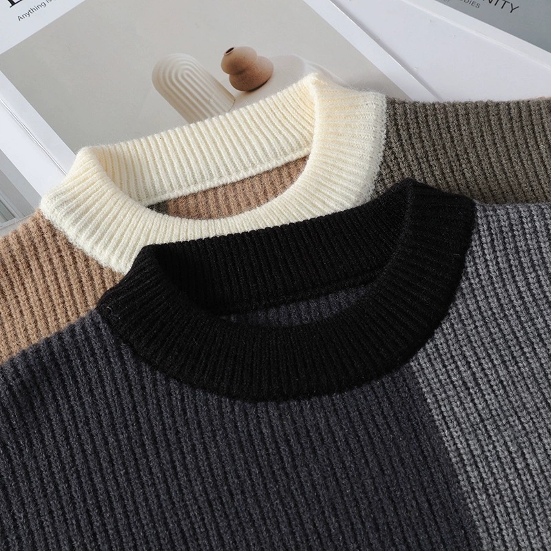 Демисезонный вязаный свитер, спортивный пуловер, резной knit, хаки или черный, размеры 165–190