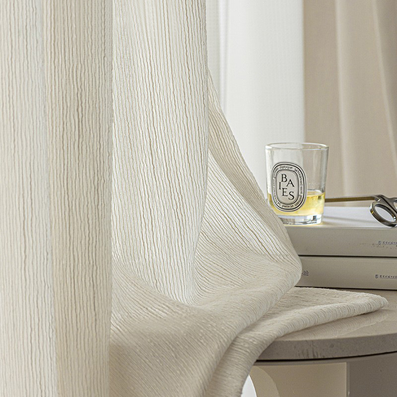 YUANJL Curtain Light Luxury French Middle Wool Gauze Curtain for Bedroom Living Room Balcony Bay Window Study White Gauze