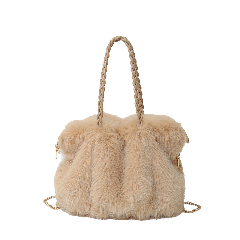 Nuevo bolso de lana de otoño e invierno bolso de hombro de mano plisado de alta calidad para mujer bolso de mensajero de gran capacidad bolso de lana Tote