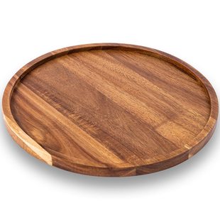 Acacia Wooden Tray Round Tea Tray Set-up Waterproof Large Dinner Plate Country Vintage Wooden Dried Fruit Round Plate