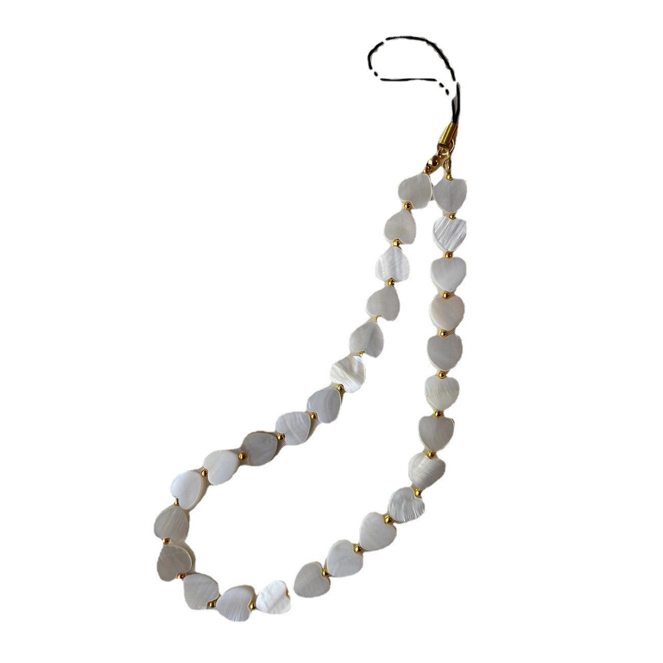 Love Shell con cuentas llavero de cadena de teléfono móvil imitación perla Shell teléfono móvil colgante simple todo partido accesorios de cáscara de teléfono móvil